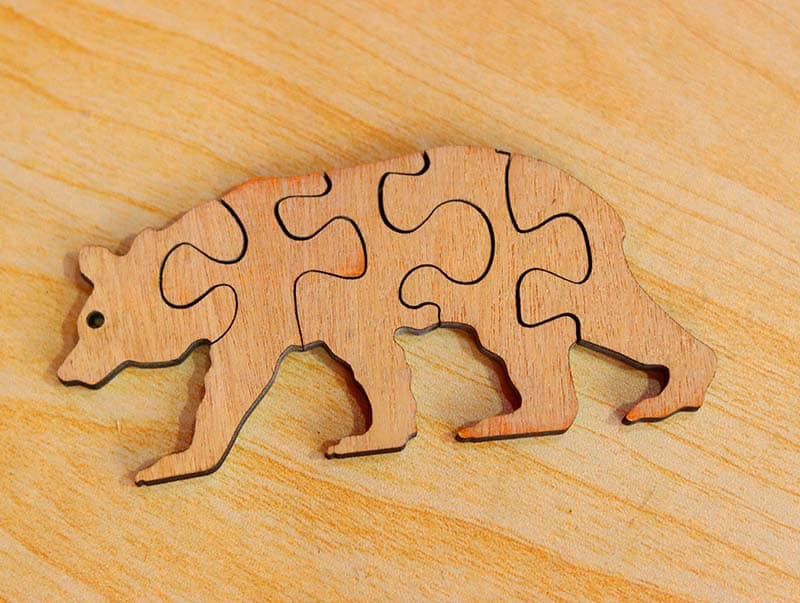 Laser Cut Educational Toys Tmplate Bear 6mm Puzzle Vector File