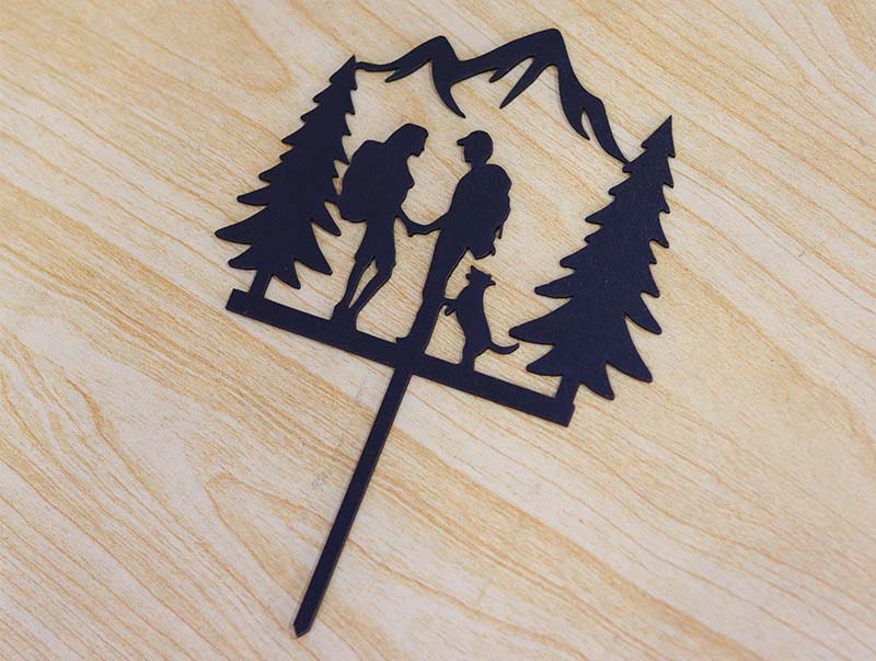 Laser Cut Hiking Wedding Couple Cake Topper Vector File