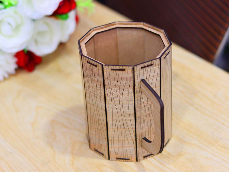 Laser Cut Tea Cup Flower Basket Wooden Flower Pot 3mm Vector File