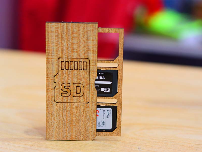 Laser Cut SD Card Case Wooden Memory Card Holder 3mm Vector File