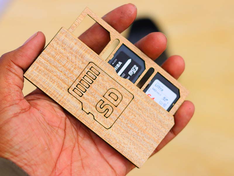 Laser Cut SD Card Case Wooden Memory Card Holder 3mm Vector File