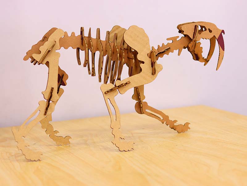Laser Cut Cardboard Dinosaur 3D Puzzle Model C Flute Vector File
