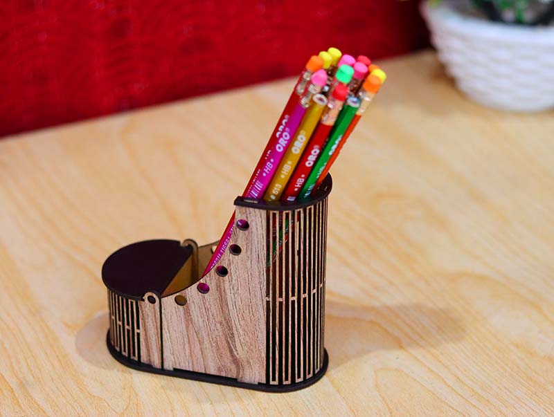 Laser Cut Wooden Shape Shoes Pen Holder Desk Organizer 3mm Vector File ...