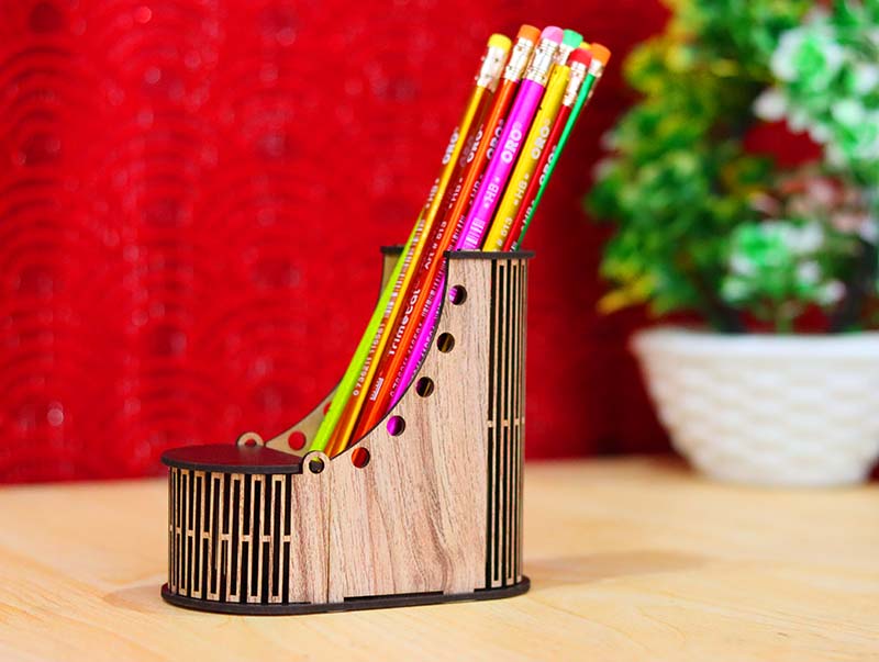 Laser Cut Wooden Shape Shoes Pen Holder Desk Organizer 3mm Vector File ...