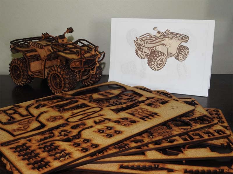 Laser Cut ATV Quad Bike 3D Vehicle Model Vector File