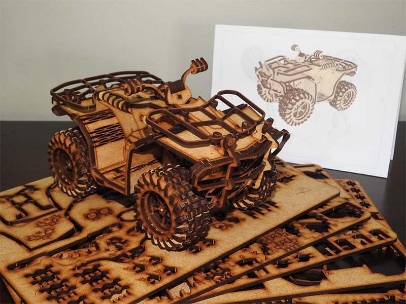 Laser Cut ATV Quad Bike 3D Vehicle Model Vector File