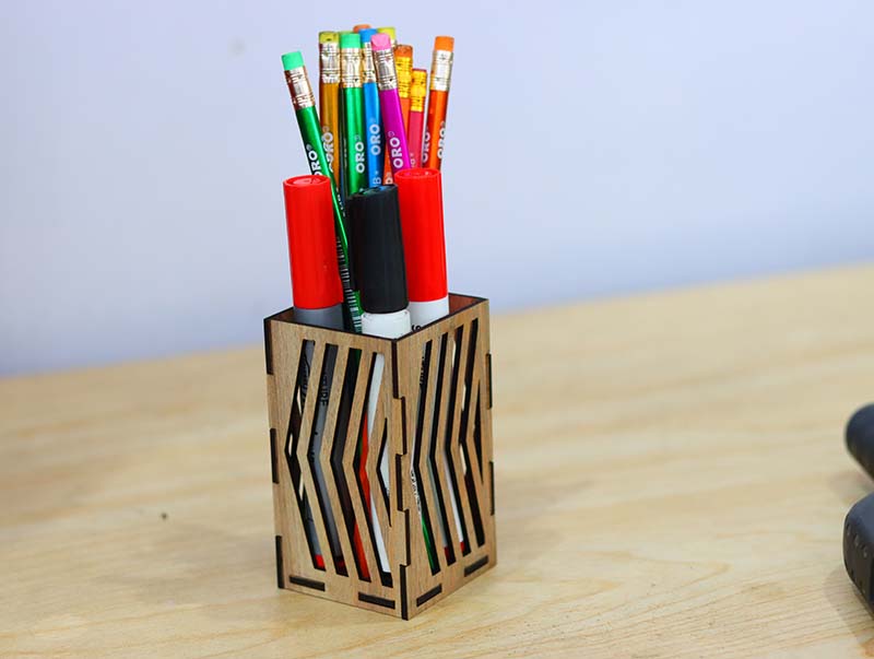 Laser Cut Square Pen Holder Pencil Stand Design Vector File