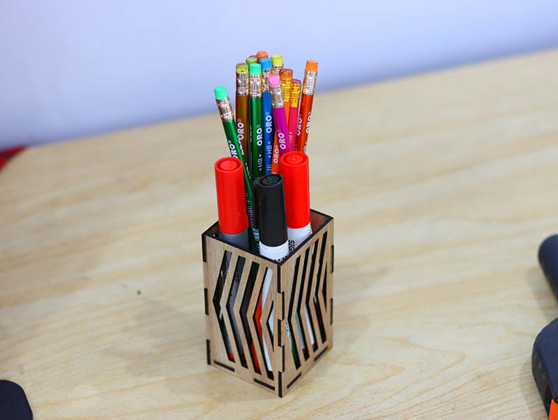 Laser Cut Square Pen Holder Pencil Stand Design Vector File