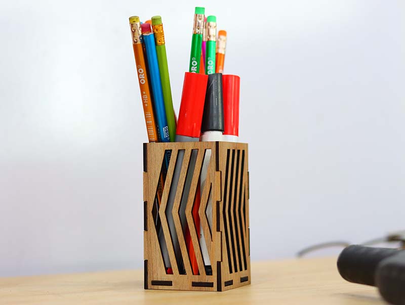 Laser Cut Square Pen Holder Pencil Stand Design Vector File