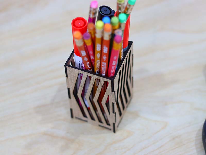 Laser Cut Square Pen Holder Pencil Stand Design Vector File