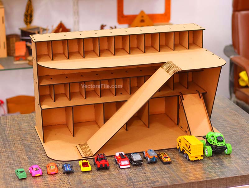 Laser Cut Garage Toy Car Parking Building Model Miniature Car Garage