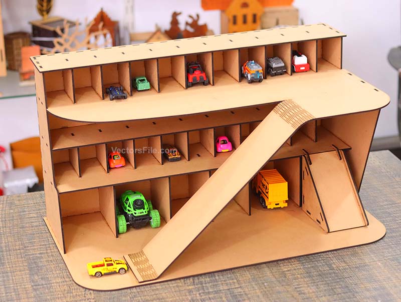 Laser Cut Garage Toy Car Parking Building Model Miniature Car Garage