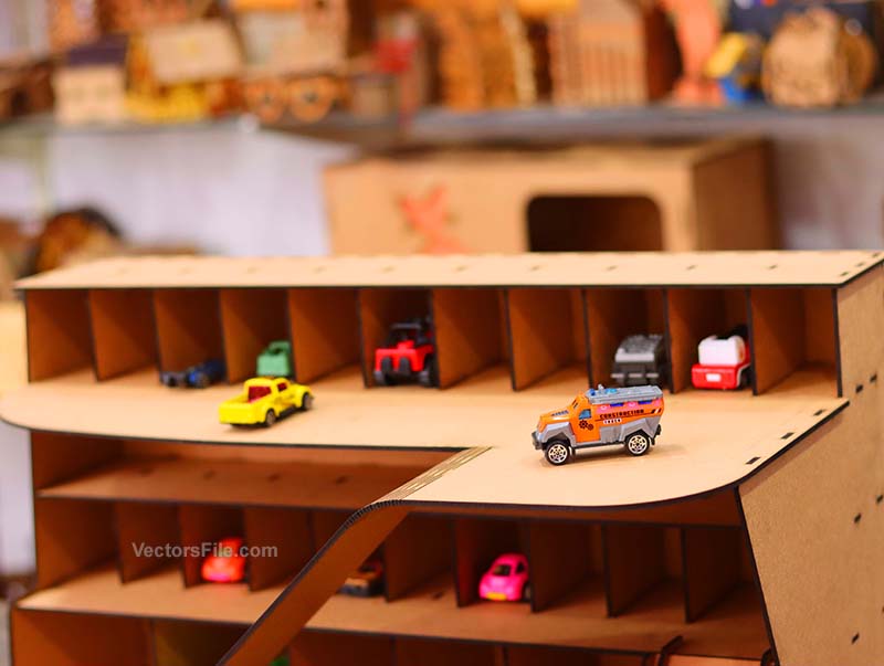 Laser Cut Garage Toy Car Parking Building Model Miniature Car Garage