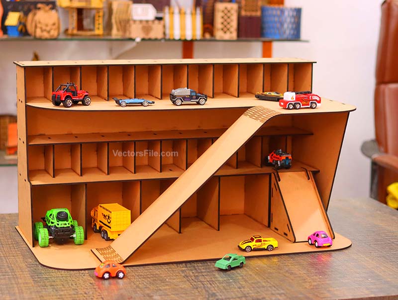 Laser Cut Garage Toy Car Parking Building Model Miniature Car Garage
