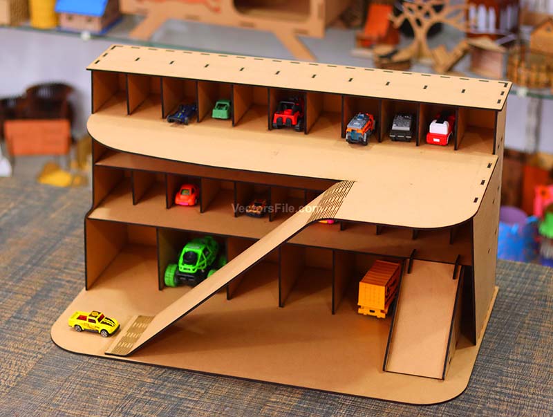 Laser Cut Garage Toy Car Parking Building Model Miniature Car Garage