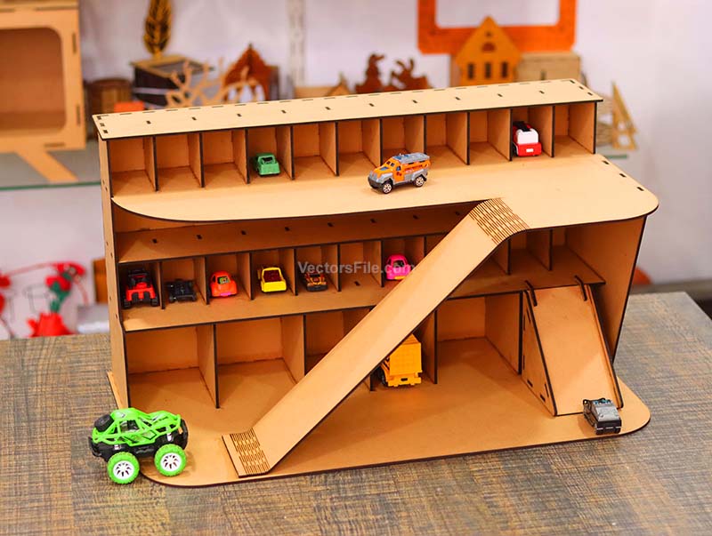 Laser Cut Garage Toy Car Parking Building Model Miniature Car Garage