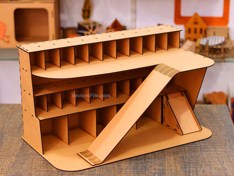 Laser Cut Garage Toy Car Parking Building Model Miniature Car Garage