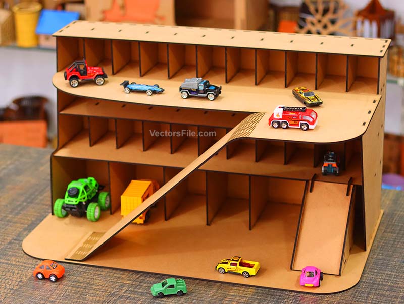 Laser Cut Garage Toy Car Parking Building Model Miniature Car Garage