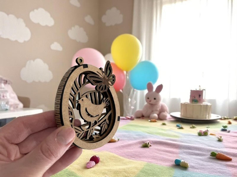 Laser Cut Easter Bunny 3D Puzzle Egg Tag Template | Vectors File