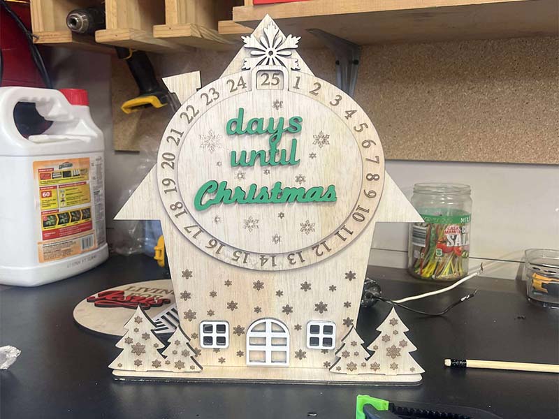 Laser Cut Wooden Christmas Decoration Countdown Calendar | Vectors File