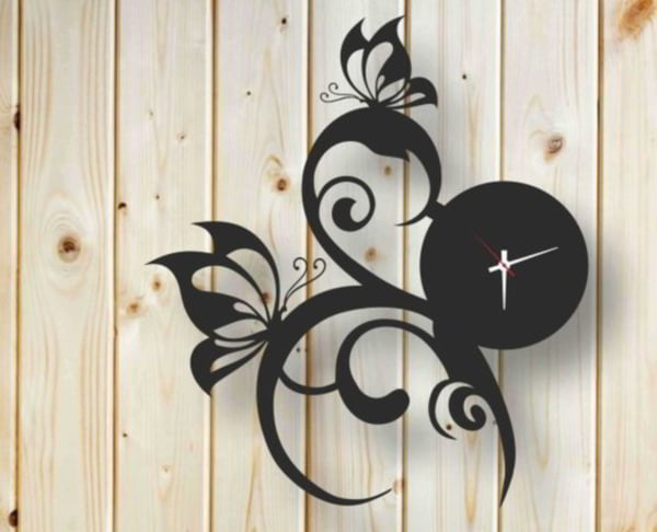 A Butterfly Shaped Modern Wall Clock Free DXF File