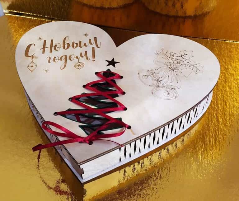 A Layout of a New Years Gift Box, Wooden Heart Box Vector File