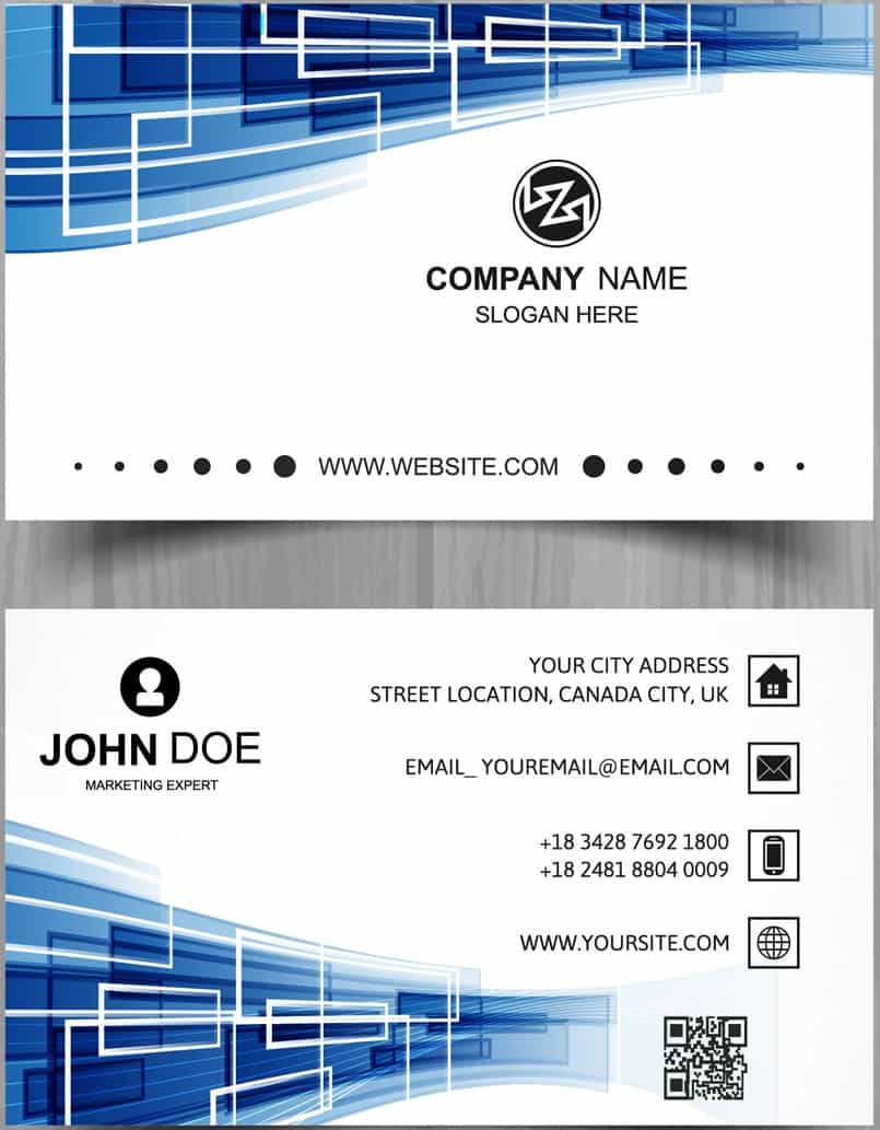 Abstract Blue and White Stylish Wave Business Card Template Vector File