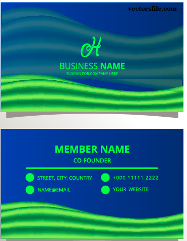 Abstract Green Wave Business Card Template Vector File