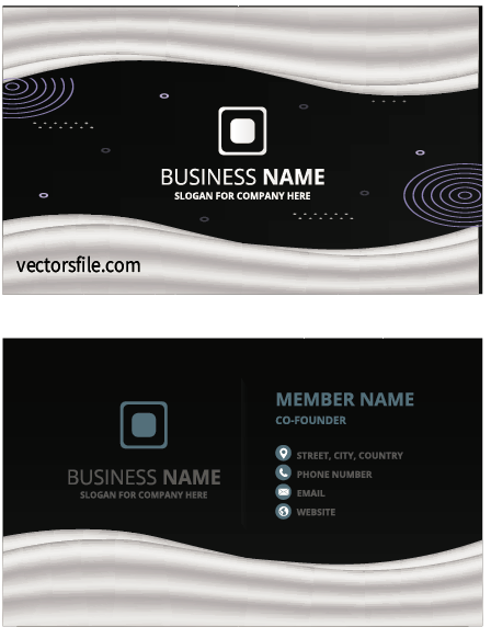 Abstract Silver Wave Business Card Template Free Vector File