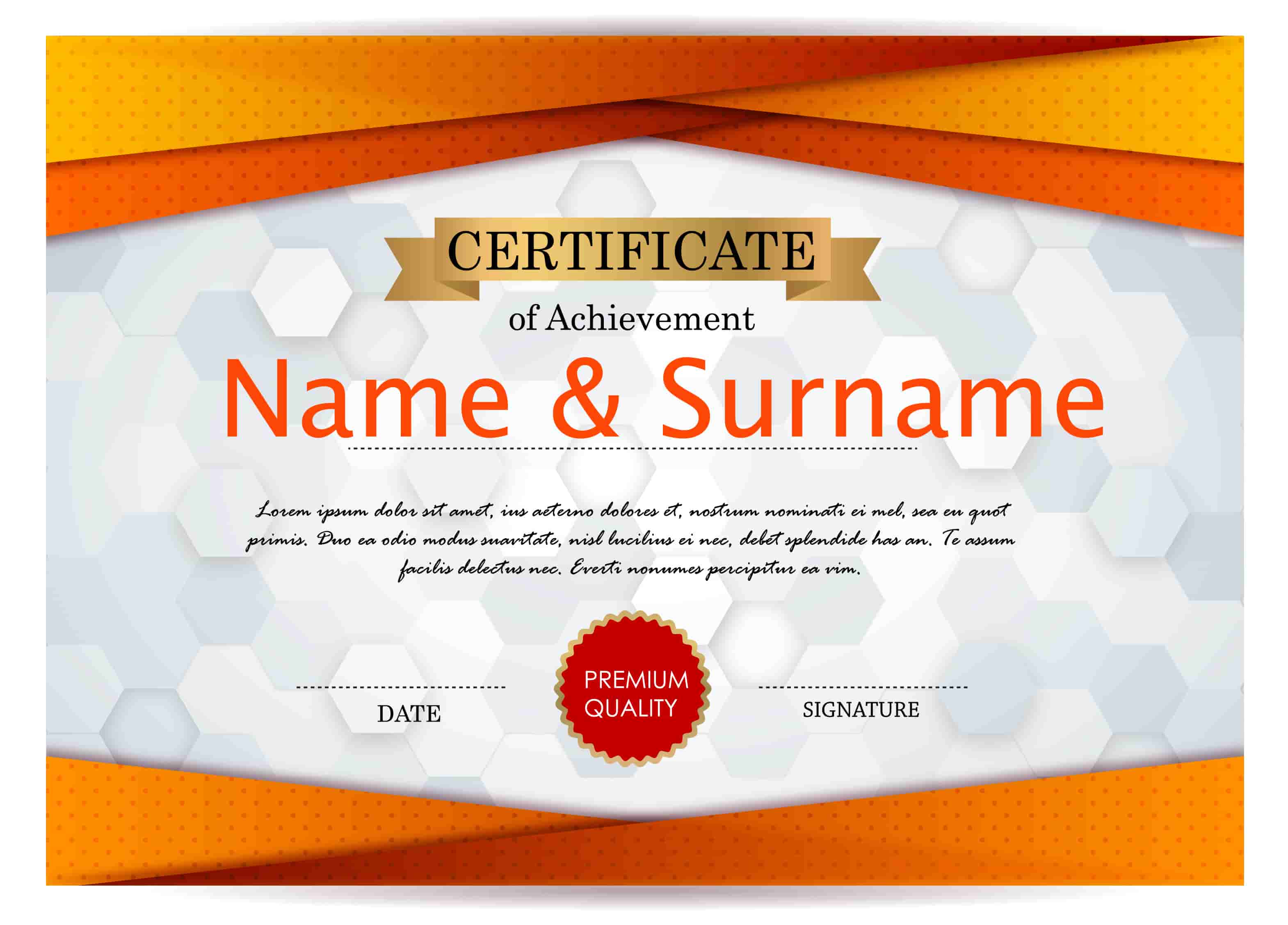 Achievement Certificate Design With Bokeh Background Vector File