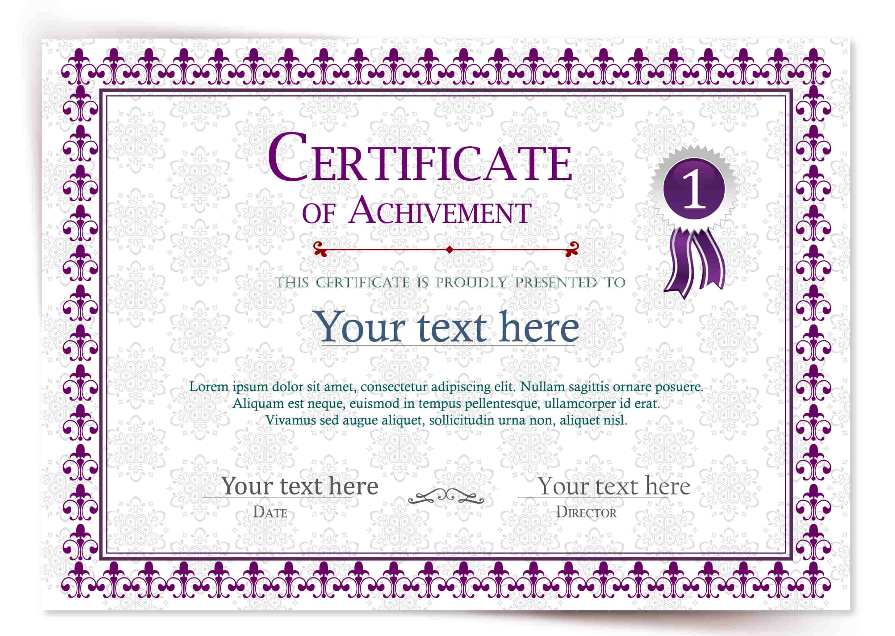 Achievement Certificate Illustration With Vignette Violet Style Vector File