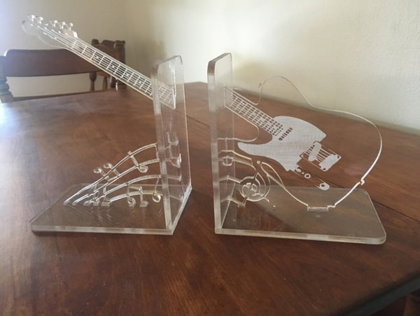 Acrylic Laser Engraved Guitar Bookends Stopper Free CDR File