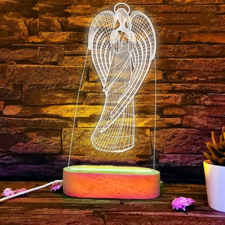 Angel 3D Illusion LED Lamp SVG File Free Download | Vectors File