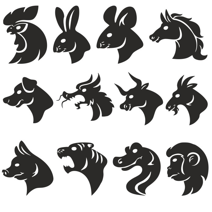 Animals Head Silhouettes Free DXF Vectors File