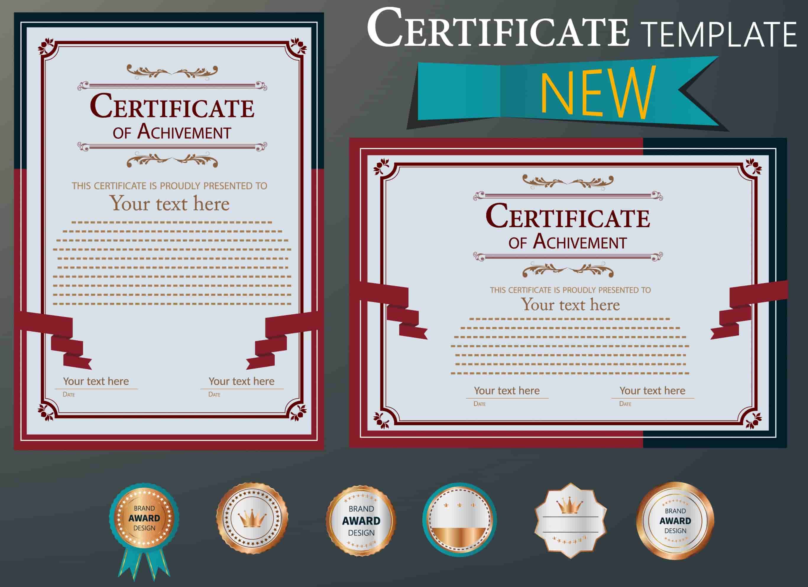 Award Certificate Template Elegant Classic Red White Decor Vector File