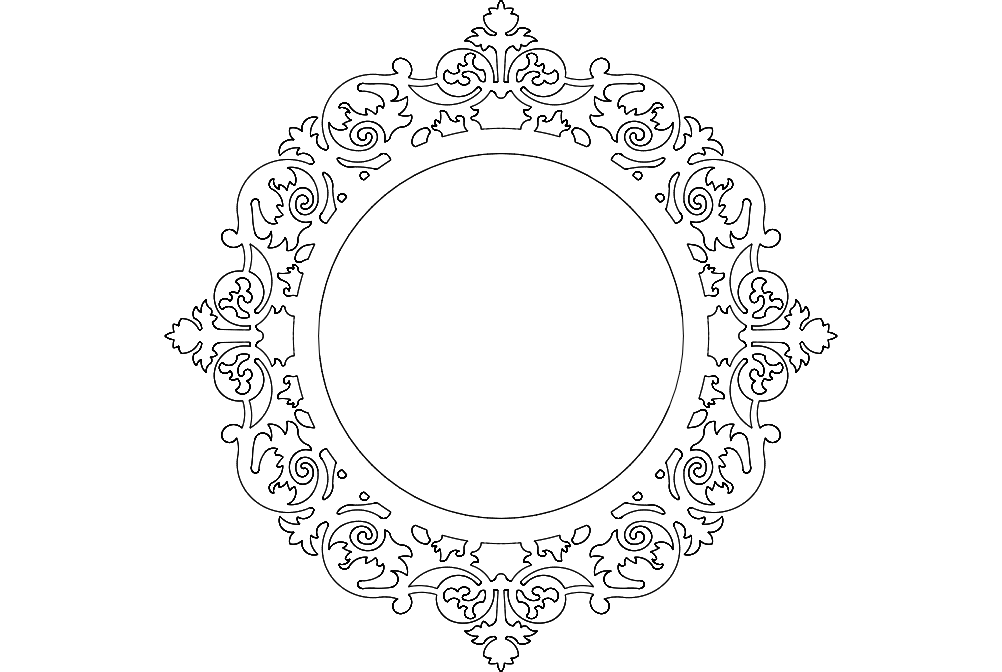 Ayna Mirror Frame Round Free DXF Vectors File