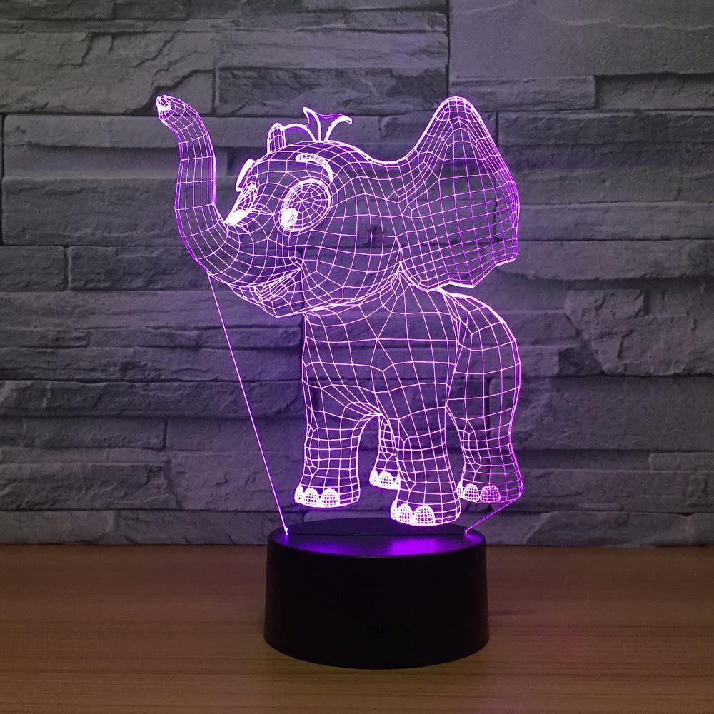 Baby Elephant 3D Night Light Desk Lamp Free DXF Vectors File