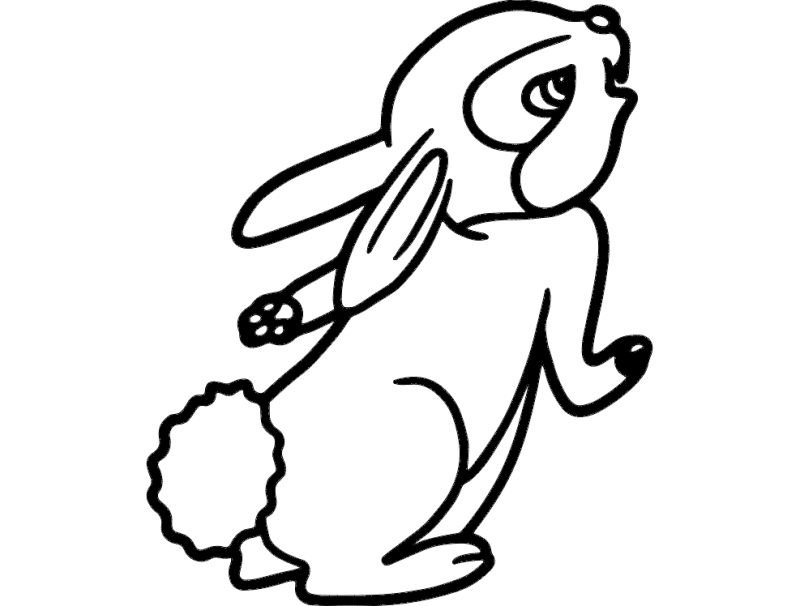 Baby Rabbit Animal Line Art Drawing Vector DXF File