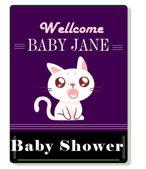 Baby Shower Cat Invitation Card Design Free Vector