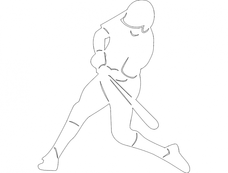 Baseball Player Action Template DXF File