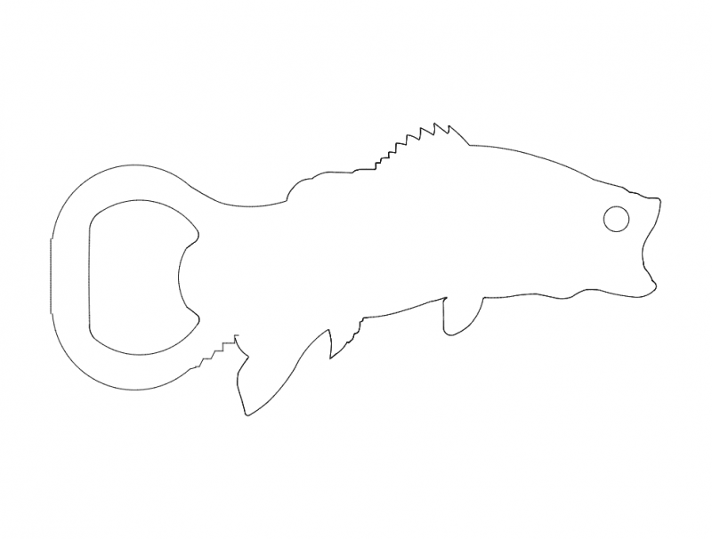 Bass Fish Bottle Opener Template DXF File