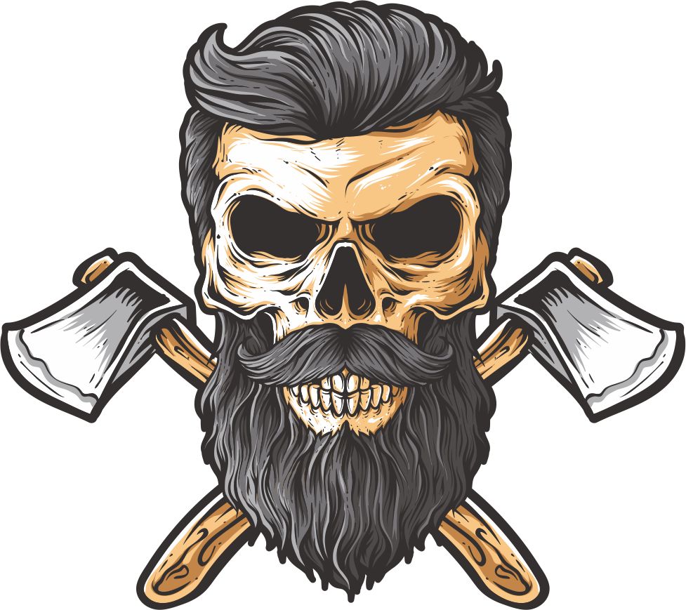 Bearded Skull Illustration T-Shirt Laser Printing CDR File