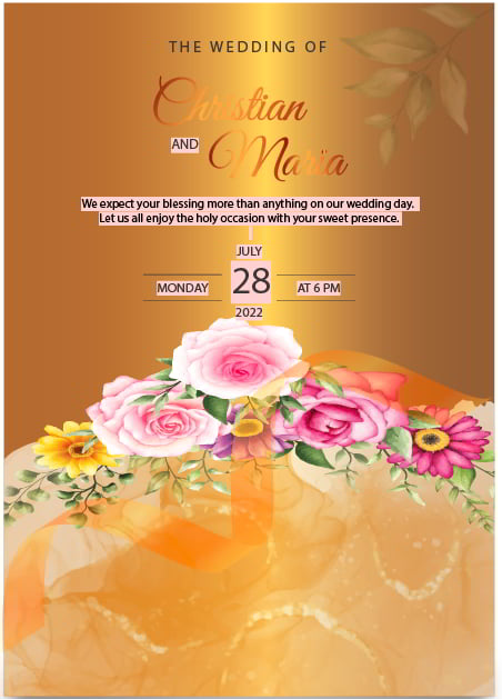 Beautiful Simple Floral Flower Roses Wedding Invitation Card Free Vector