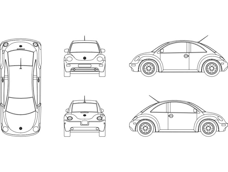Beetle Car Sticker DXF File