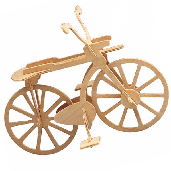 Bicycle Wooden Model 3D Toy for Kids CDR and DXF File for Laser Cutting