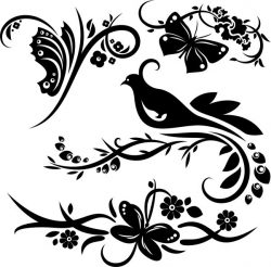 Bird and Tree Laser Engraving DXF Vectors File