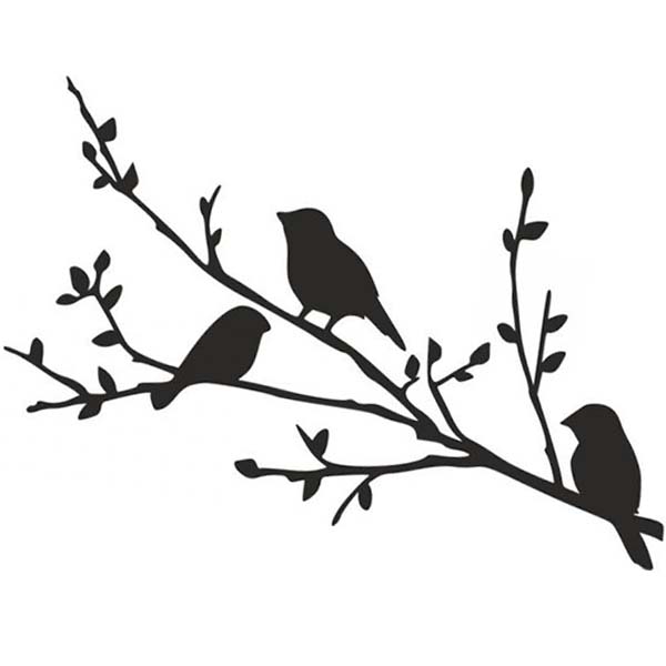 Birds on Branch Silhouette Stencil Free Vector DXF File Free Download ...