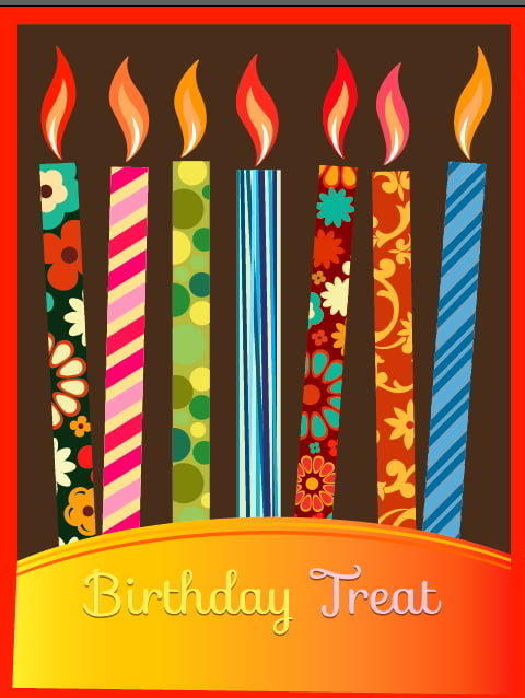 Birthday Colorful Candles Invitation Card Free Vector