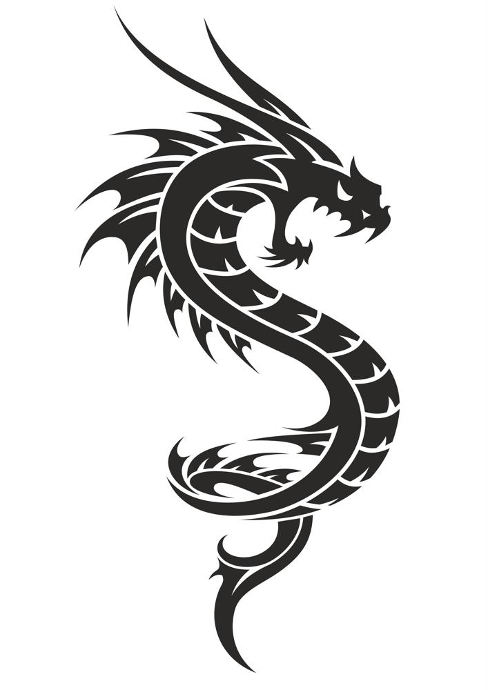 Black And White Dragon Tattoo Laser Cut CDR File