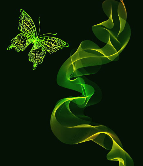 Black Background with Bright Butterfly Multicolor Shade Free Vector